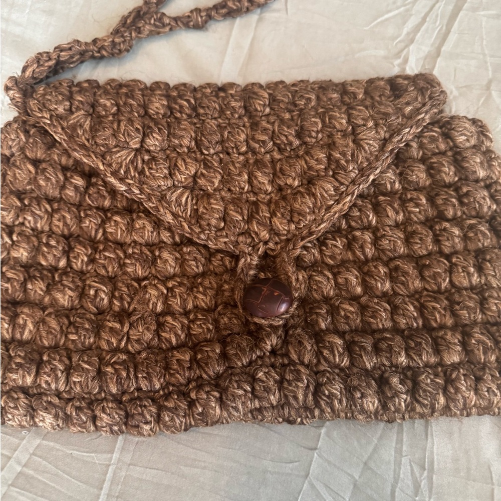 Handcrafted Brown Crochet clutch Bag
